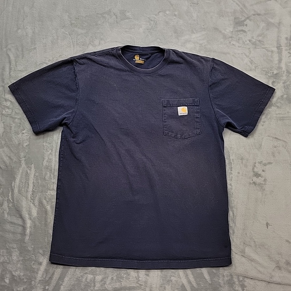 Carhartt Shirt Mens Medium Navy Blue K87 NVY Pocket Short Sleeve Workwear Casual